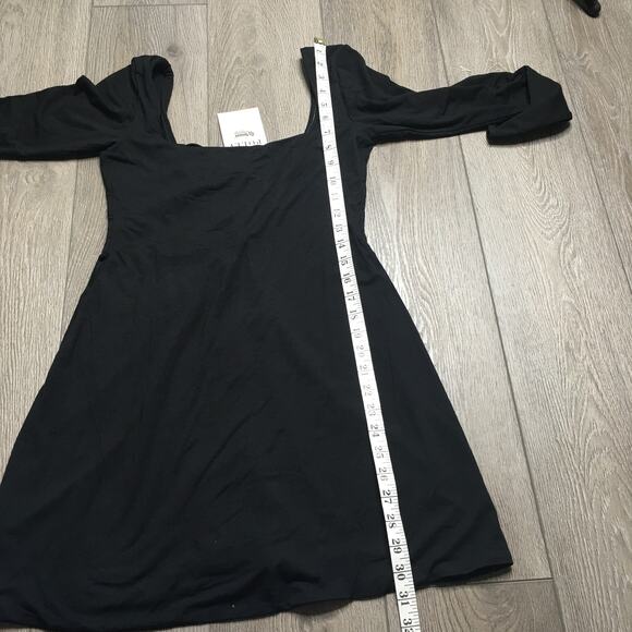 NWT Oh Polly Hope Modal Square Neck Long Sleeve Mini Dress Open Back Black L - Picture 10 of 11